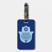 Travellers gebed in Hebreeuwse Blauwe Tekst in Ham Bagagelabel (Achterkant verticaal)