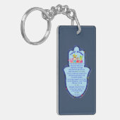 Travellers gebed op Hebreeuws in Hamsa Sleutelhanger (Voorkant Links)