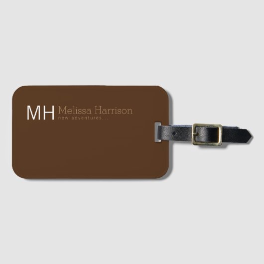Traveller's gepersonaliseerde bruine kleur bagagelabel (Voorkant (horizontaal))
