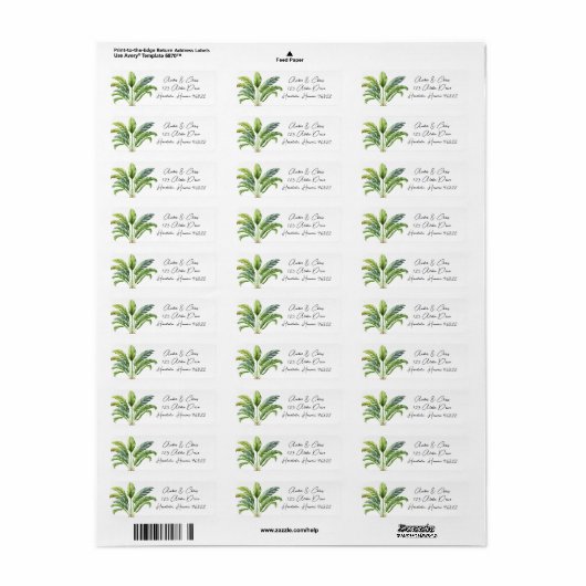 Travellers Palm Tree Tropical Green Boho Etiket (Full Sheet)