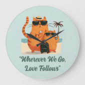 Travelling Cat Love Moment Wall Clock Grote Klok (Voorkant)
