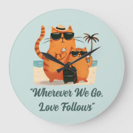 Travelling Cat Love Moment Wall Clock Grote Klok