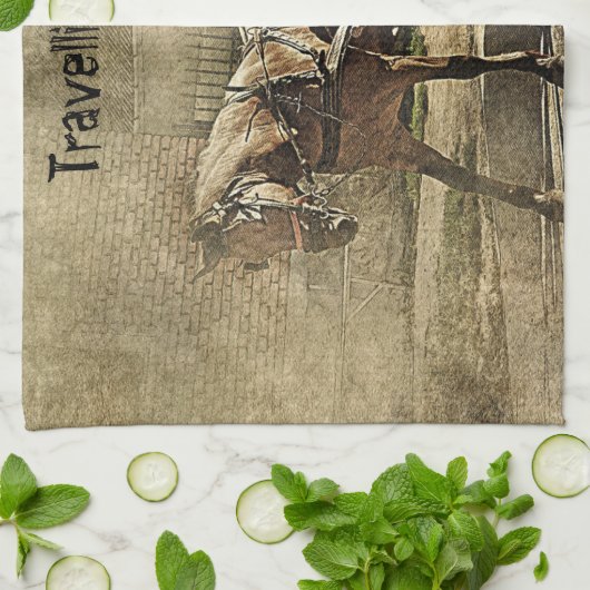 Travelling Light Old Couple on Wagon Theedoek (Gevouwen)