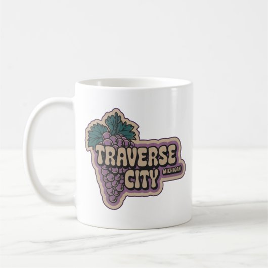 Traverse City 70s Retro Michigan  Druif Koffiemok (Links)