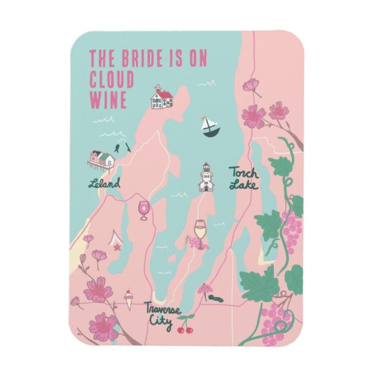 Traverse City Cloud Wijn Bachelorette Magneet (Verticaal)