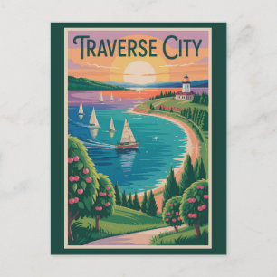 Traverse City Lake Michigan Illustratie Reizen Briefkaart