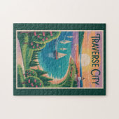Traverse City Lake Michigan Illustratie Reizen Legpuzzel (Horizontaal)