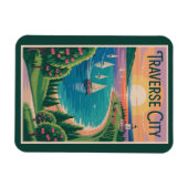 Traverse City Lake Michigan Illustratie Reizen Magneet (Horizontaal)
