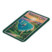 Traverse City Lake Michigan Illustratie Reizen Magneet (Linkerzijde)