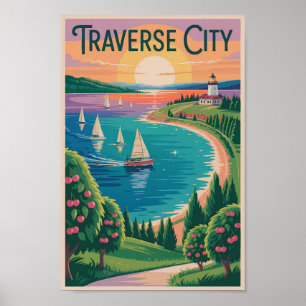 Traverse City Lake Michigan Illustratie Reizen Poster