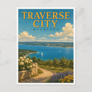 Traverse City Michigan Grand Traverse Bay GeoSaga Briefkaart