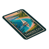 Traverse City Michigan Illustratie Reiskunst Magneet (Rechterzijde)