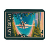 Traverse City Michigan Illustratie Reiskunst Magneet (Horizontaal)