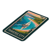 Traverse City Michigan Illustratie Reiskunst Magneet (Linkerzijde)