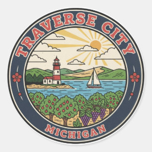 Traverse City Michigan Reizen Ronde Sticker