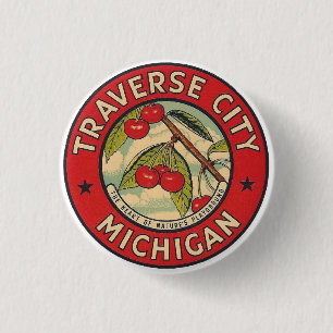 Traverse City, Michigan Ronde Button 3,2 Cm