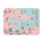 Traverse City Michigan Wijn en Kersen Kaart Magneet (Horizontaal)