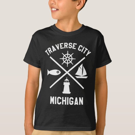 Traverse City Northern Michigan T-shirt Zeilboot (Voorkant)