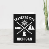 Traverse City Northern Michigan T-shirt Zeilboot Kaart (Voorkant)