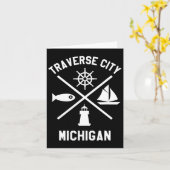 Traverse City Northern Michigan T-shirt Zeilboot Kaart (Gele Bloem)