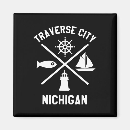 Traverse City Northern Michigan T-shirt Zeilboot Magneet