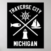 Traverse City Northern Michigan T-shirt Zeilboot Poster (Voorkant)