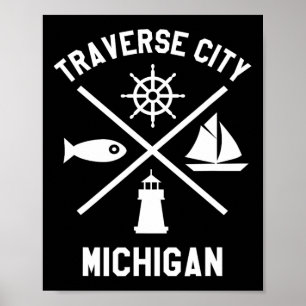 Traverse City Northern Michigan T-shirt Zeilboot Poster