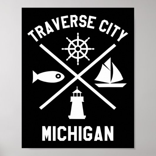 Traverse City Northern Michigan T-shirt Zeilboot Poster (Voorkant)