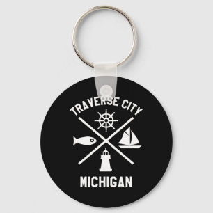 Traverse City Northern Michigan T-shirt Zeilboot Sleutelhanger