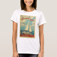 Traverse City Sailboot Vintage Travel Michigan
