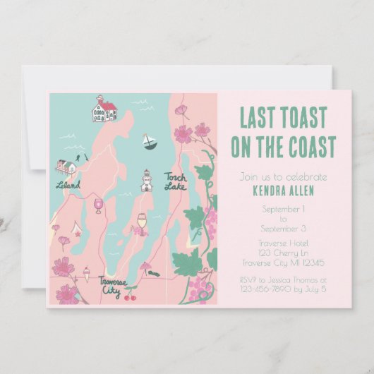 Traverse City Wijn Thema Bachelorette Party Kaart (Voorkant)