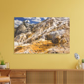 Travertijn terrassen bij Mammoth Hot Springs, Geel Canvas Afdruk (Insitu (Woonkamer))