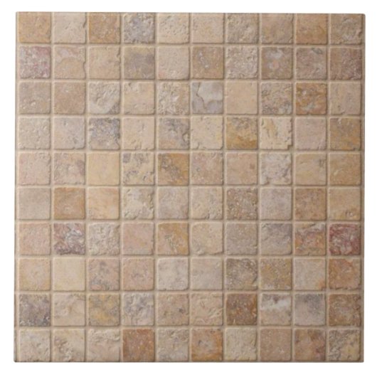 Travertine Mosaic Pattern Ceramic Tegel Tegeltje (Voorkant)