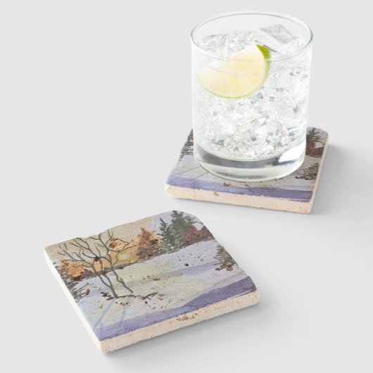 Travertine Onderzetter (Zijkant)