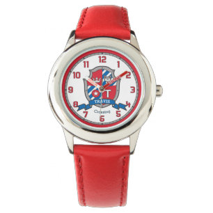 Travis letter T betekent roodblauwe vogel Horloge