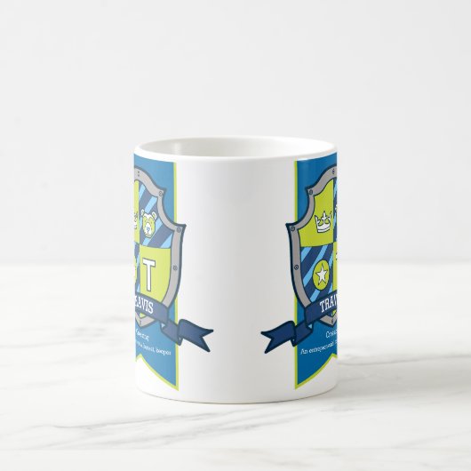 Travis letter T heraldiek groen blauw naam beteken Koffiemok (Center)