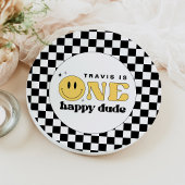 TRAVIS One Happy Dude Smile Gezicht Verjaardag Papieren Bordje