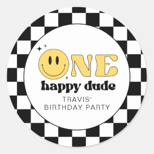 TRAVIS One Happy Dude Smile Gezicht Verjaardag Ronde Sticker