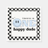 TRAVIS One Happy Dude Smile Gezicht Verjaardag Wel Servet (Voorkant)
