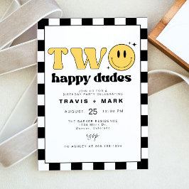 TRAVIS Twee gelukkige dudes glimlach gezicht eerst Kaart