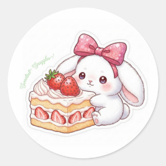 trawberry Shortcake Bunny - Sweet Japanese Dessert Ronde Sticker