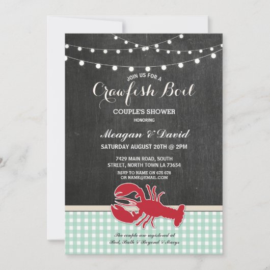 Trawfish boil Engagement Party Check Light Lobster Kaart (Voorkant)