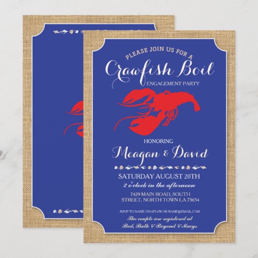 Trawfish boil Engagement Party Shower Lobster Kaart (Voorkant / Achterkant)