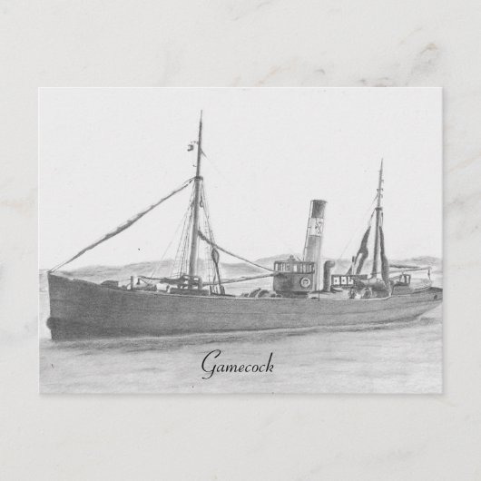 Trawler met sleepnetten - Gamecock briefkaart (Voorkant)