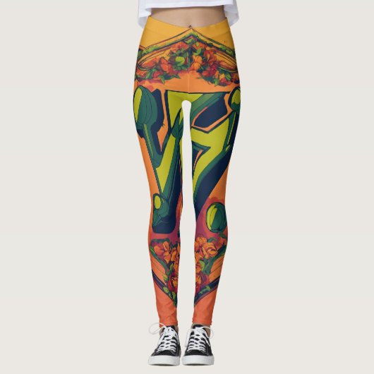"Tray Bien" Futuristisch Nostalgisch Leggings (Voorkant)