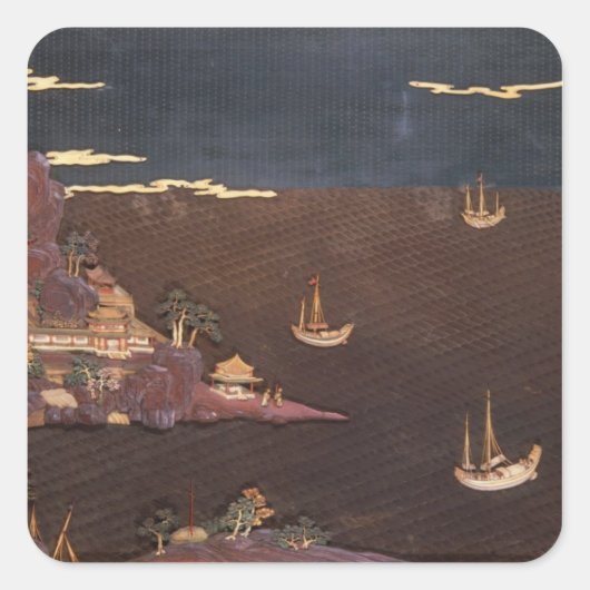 Tray met mariene scène vierkante sticker (Voorkant)