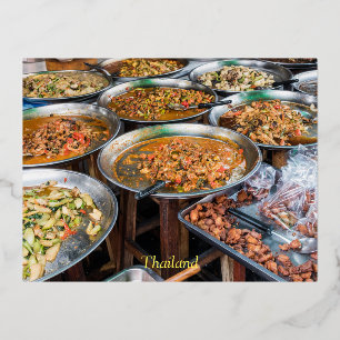 Trays van pittig Thais eten Folie Feestdagen Briefkaart