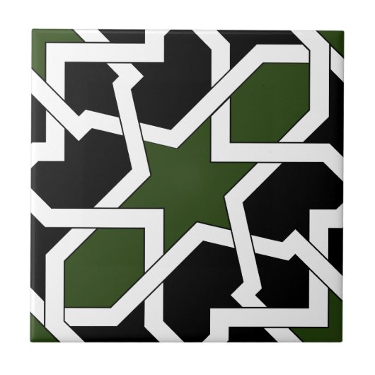 Trazado 09 de azulejo de geometría verde y negro tegeltje (Voorkant)