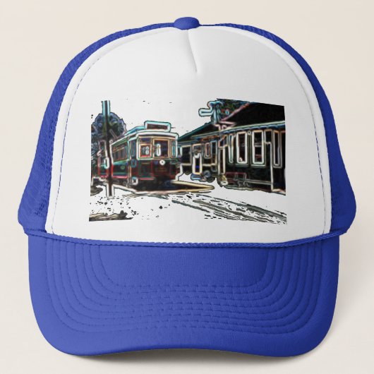 TRC Neon tram bij stn Blue Trucker Hat Trucker Pet (Voorkant)