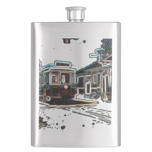 TRC Neon tram bij stn Classic Flask Flacon (Voorkant)